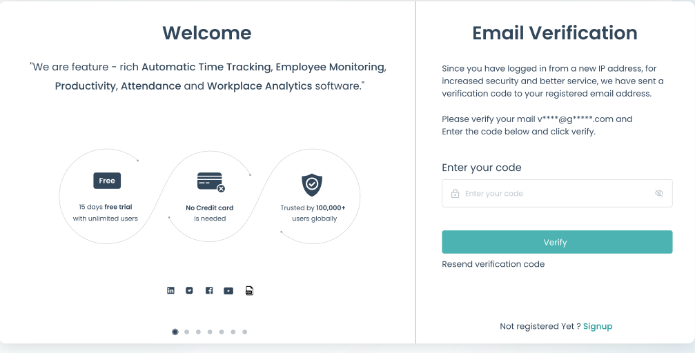 Email verification in desk monitoring software