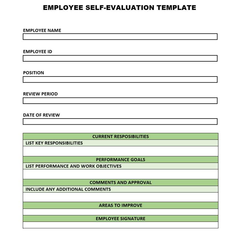 EMPLOYEE SELF EVALUATION TEMPLATE