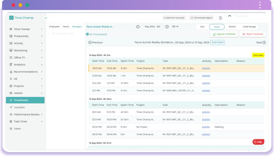 Timesheets Dashboard