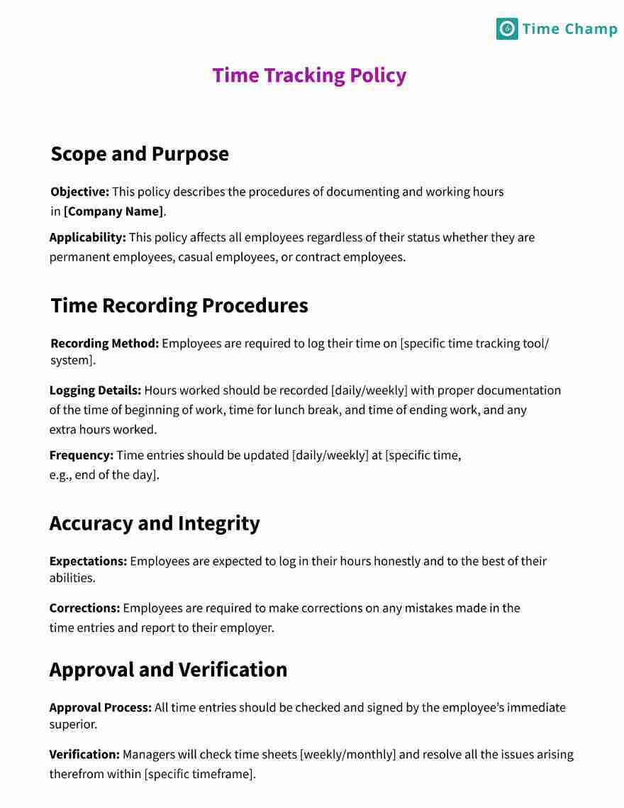 Time tracking policy sample