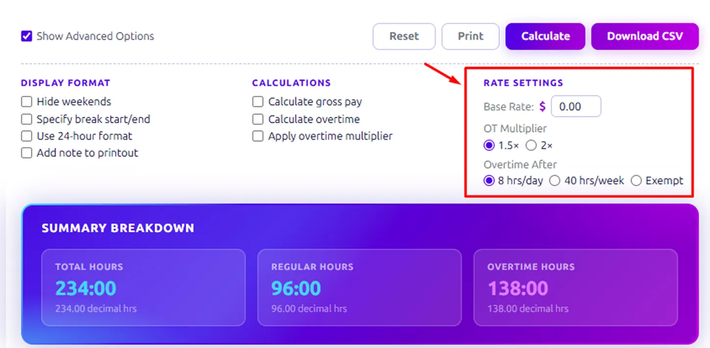 rate settings
