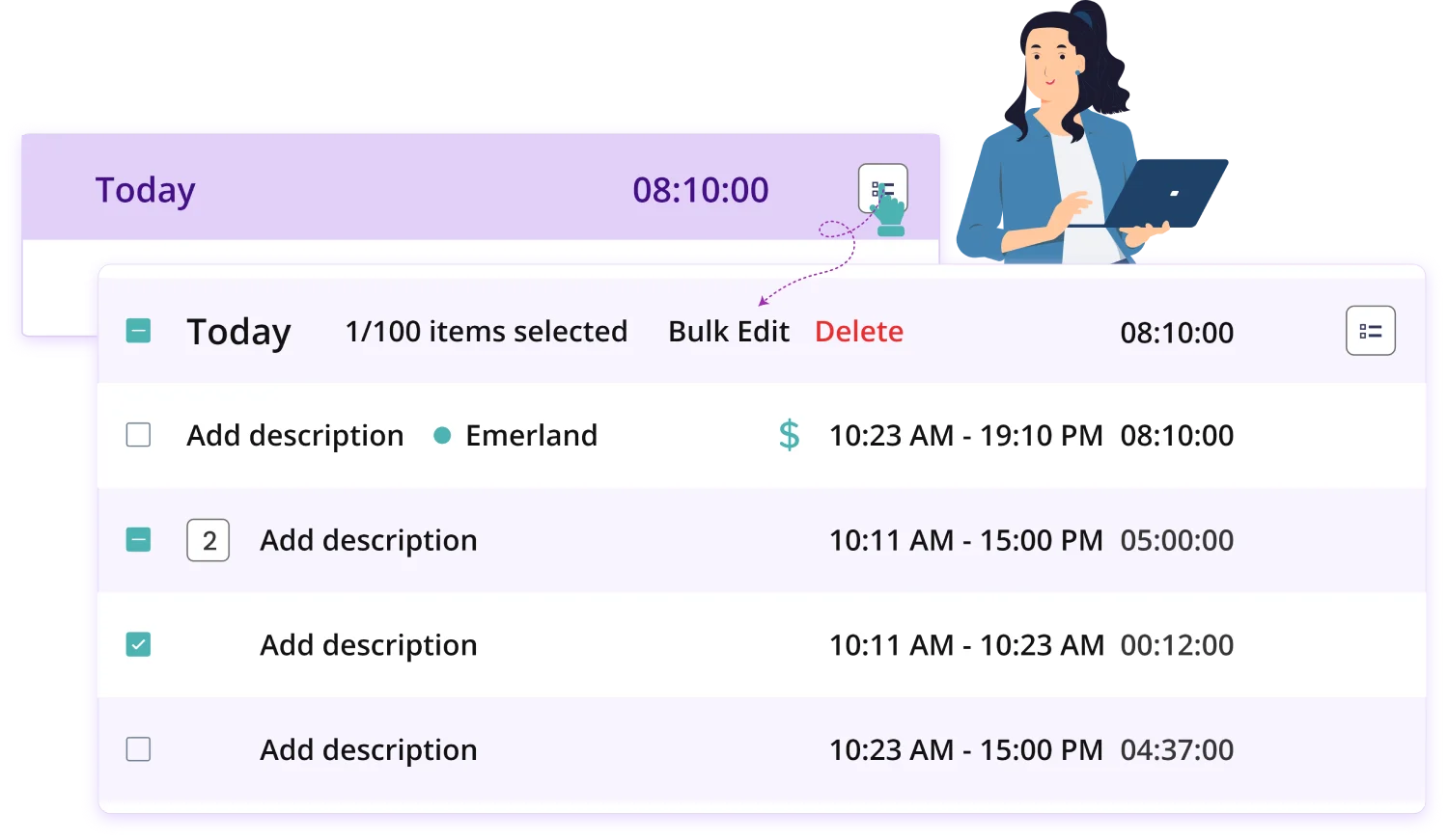 Manual Logs & Bulk Edits